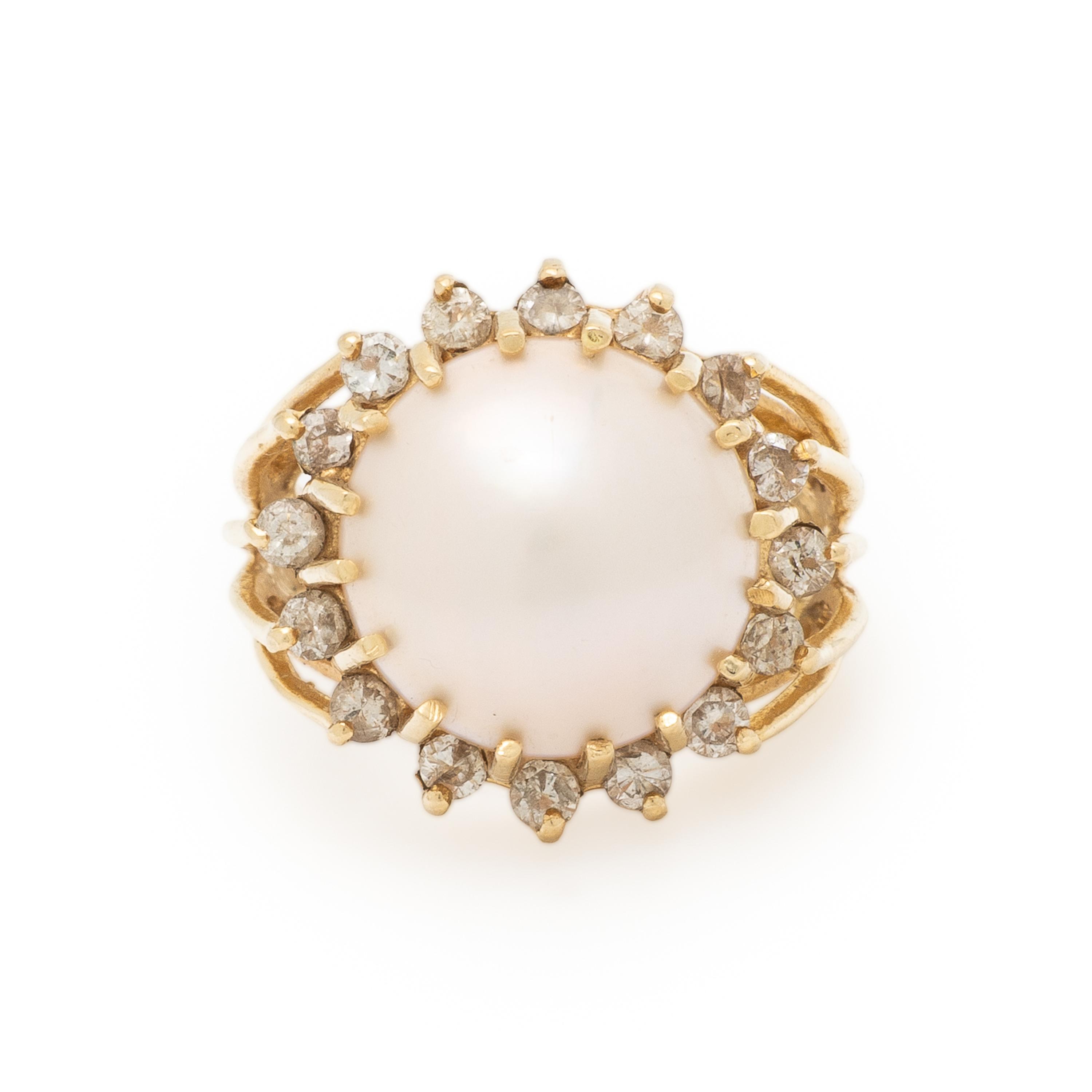Mabé Pearl, Diamond, and Yellow Gold Ring
