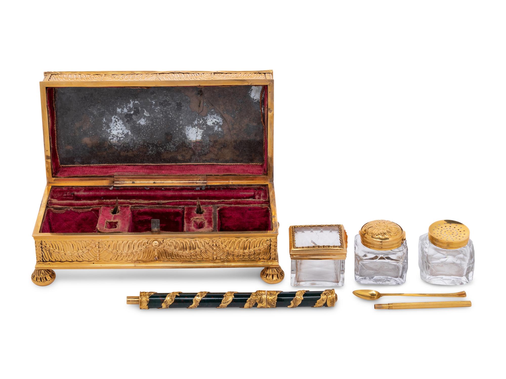 A Continental Rock Crystal, Agate and Gilt Metal Mounted Writing Casket