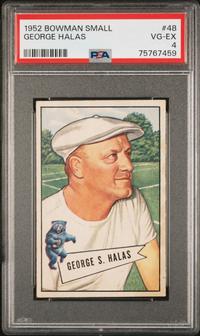 A Group of PSA Graded 1952 Bowman Large and Small George Halas Rookie Cards