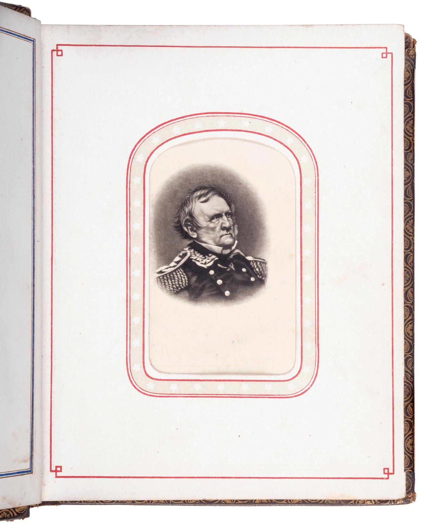 Patriotic album containing 24 engraved CDVs of Union generals. New York: Leavitt & Allen, 1862.