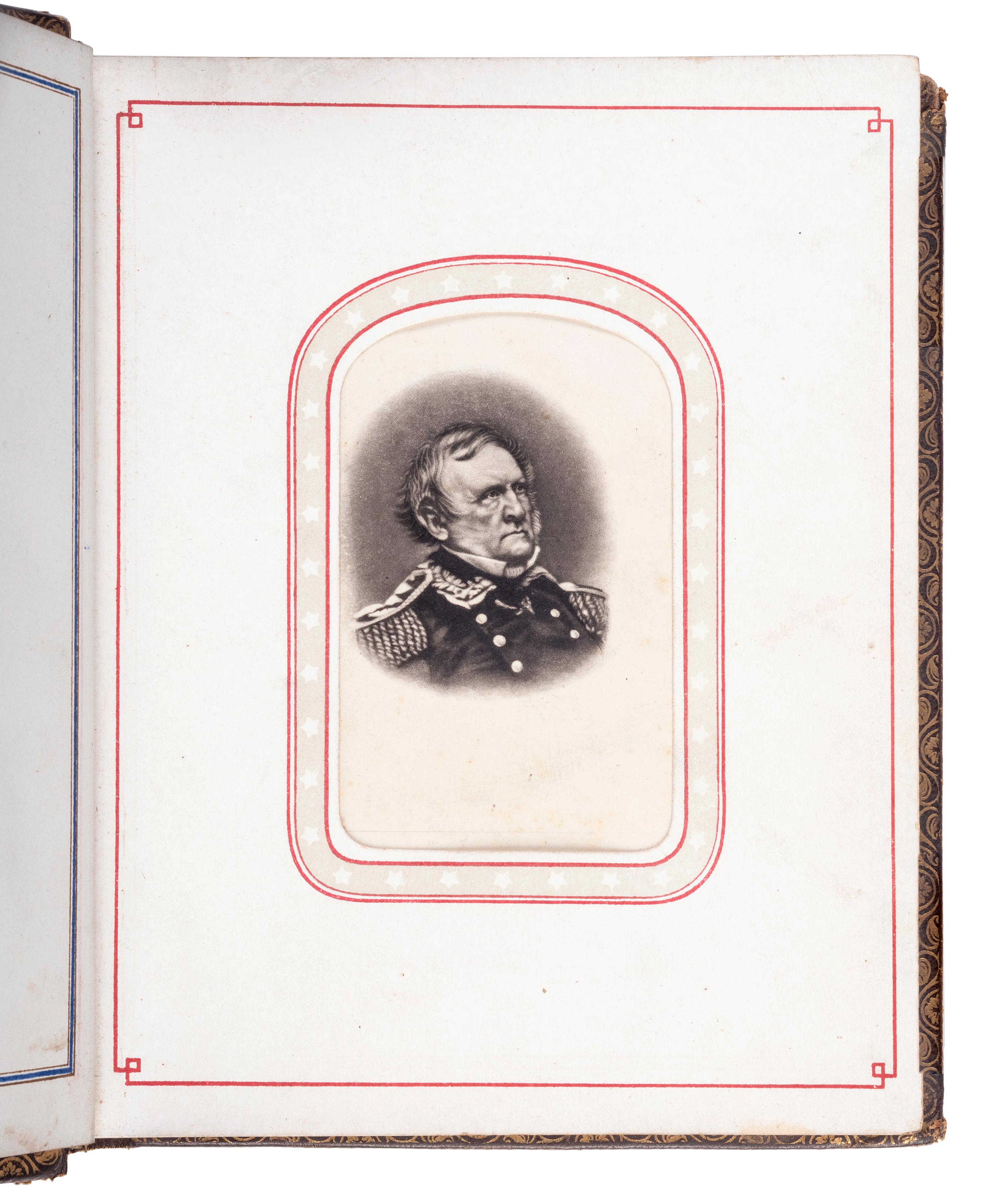 Patriotic album containing 24 engraved CDVs of Union generals. New York: Leavitt & Allen, 1862.