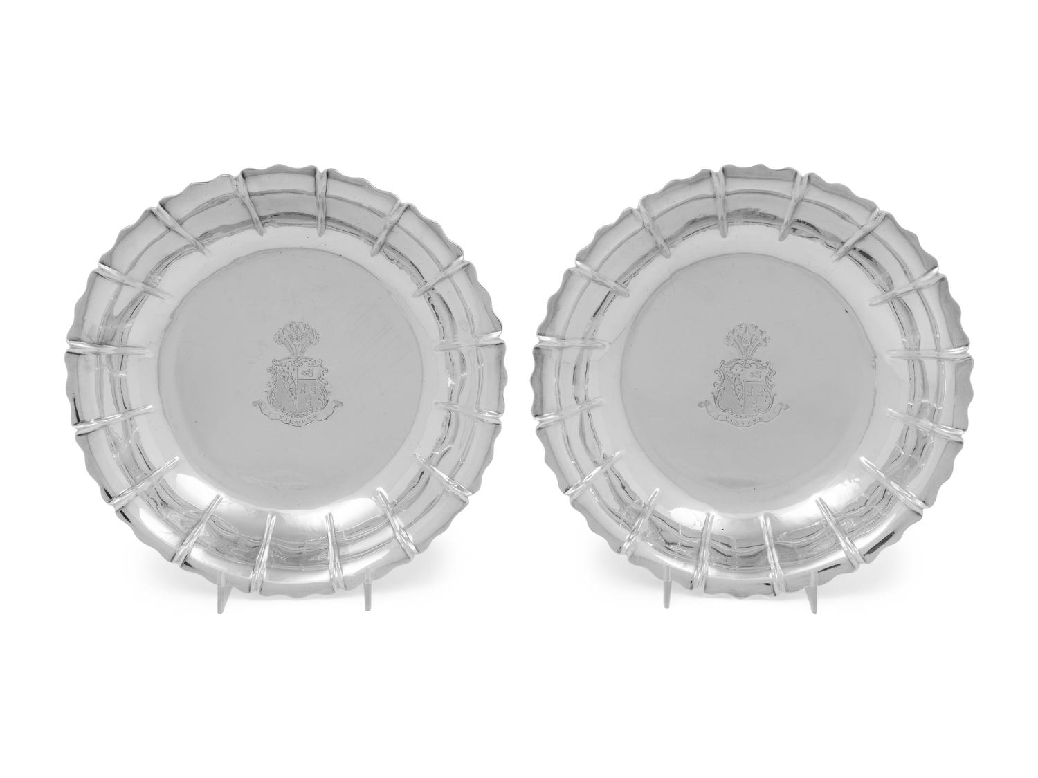 A Pair of Late George III Silver Strawberry Dishes