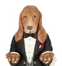 A Whimsical Painted Composition Figure of a Basset Hound Butler — 20th Century