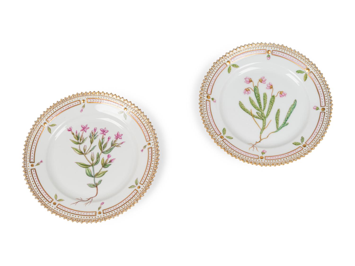Two Royal Copenhagen Flora Danica Porcelain Bread Plates