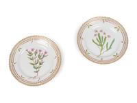 Two Royal Copenhagen Flora Danica Porcelain Bread Plates