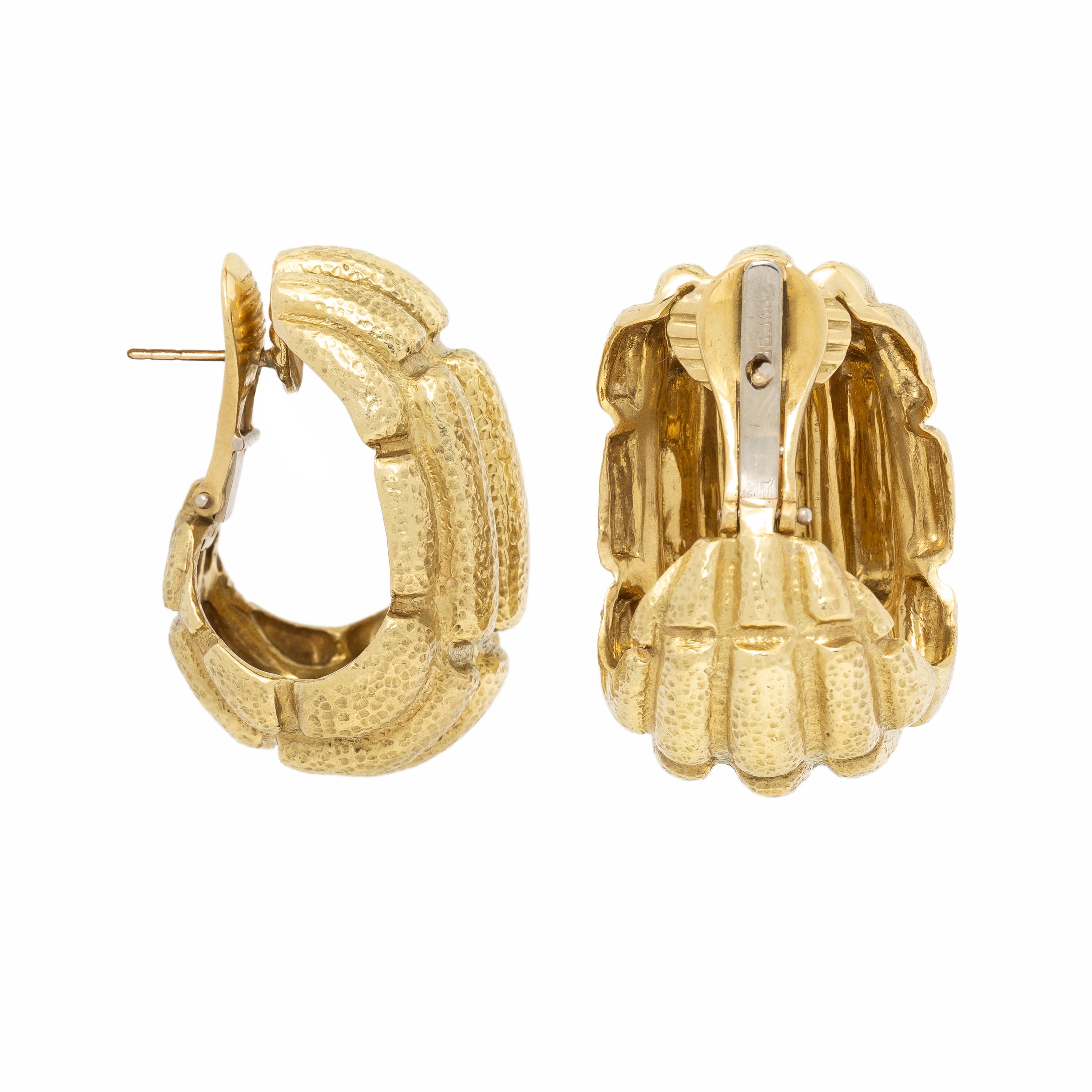 David Webb, Yellow Gold Half Hoop Earrings