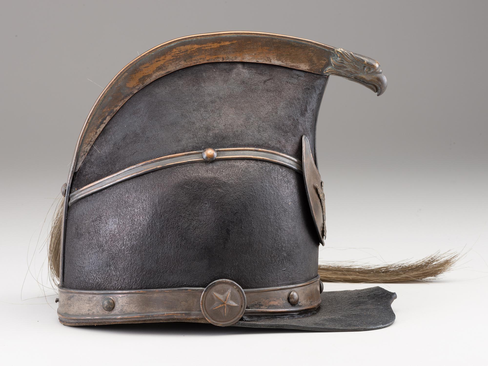 [MILITARIA]. Charleston Light dragoon jockey helmet. Ca 1835-1840.