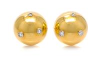 A Pair of 18 Karat Yellow Gold, Platinum and Diamond Earclips, Paloma Picasso for Tiffany & Co., 13.40 dwts.