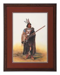 A Watercolor and Two Prints, in the manner of Karl Bodmer