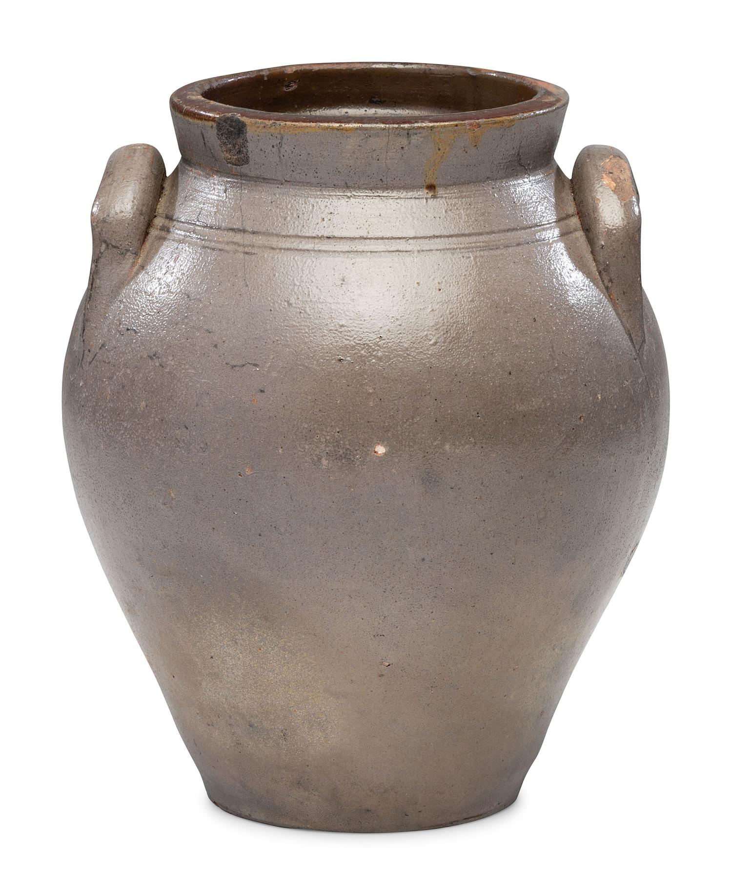 A Daniel Fisk Cobalt Decorated One Gallon Stoneware Crock
