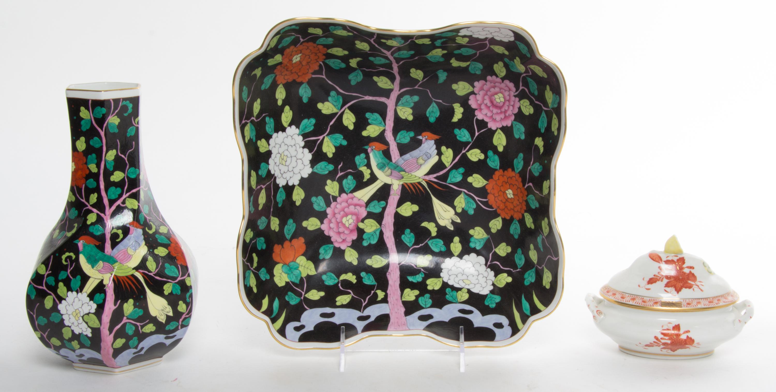 Three Herend Porcelain Articles Width of first 10 inches. — SECOND HALF 20TH CENTURY