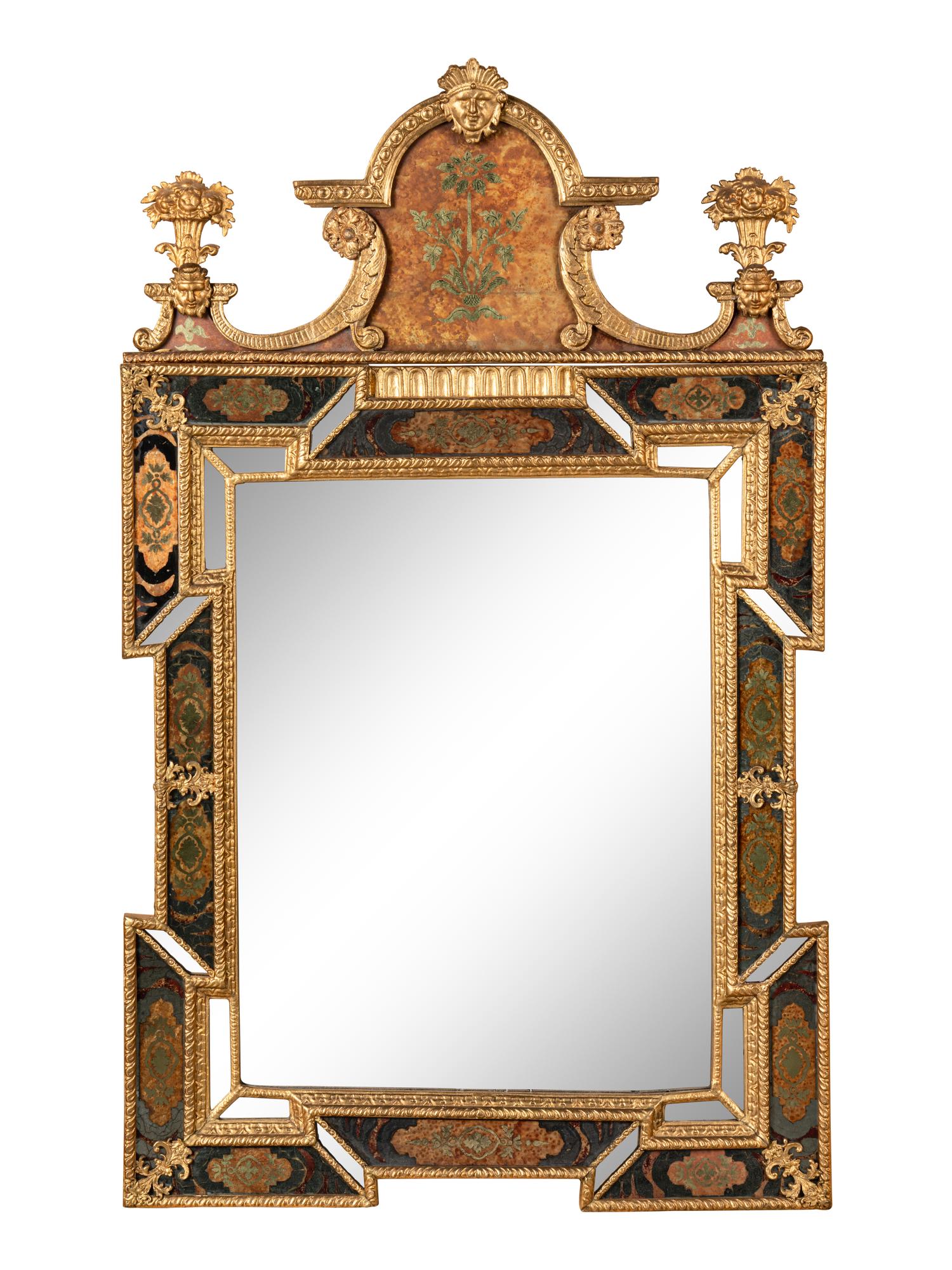 A Swedish Giltwood and Verre Églomisé Mirror
