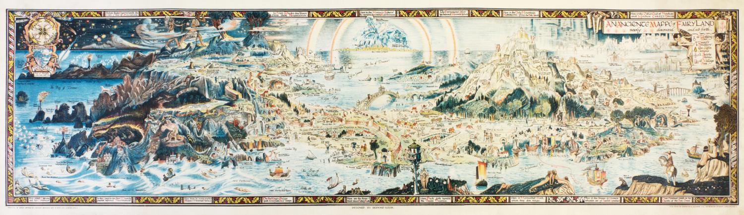 (CHILDREN'S) SLEIGH, BERNARD. An Anciente Mappe of Fairyland Newly Discovered and Set Forth. London, [1918] 18 x 60 inches.
