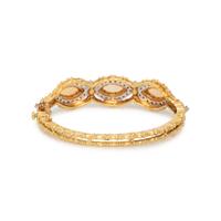 YELLOW GOLD, OPAL AND DIAMOND BANGLE BRACELET