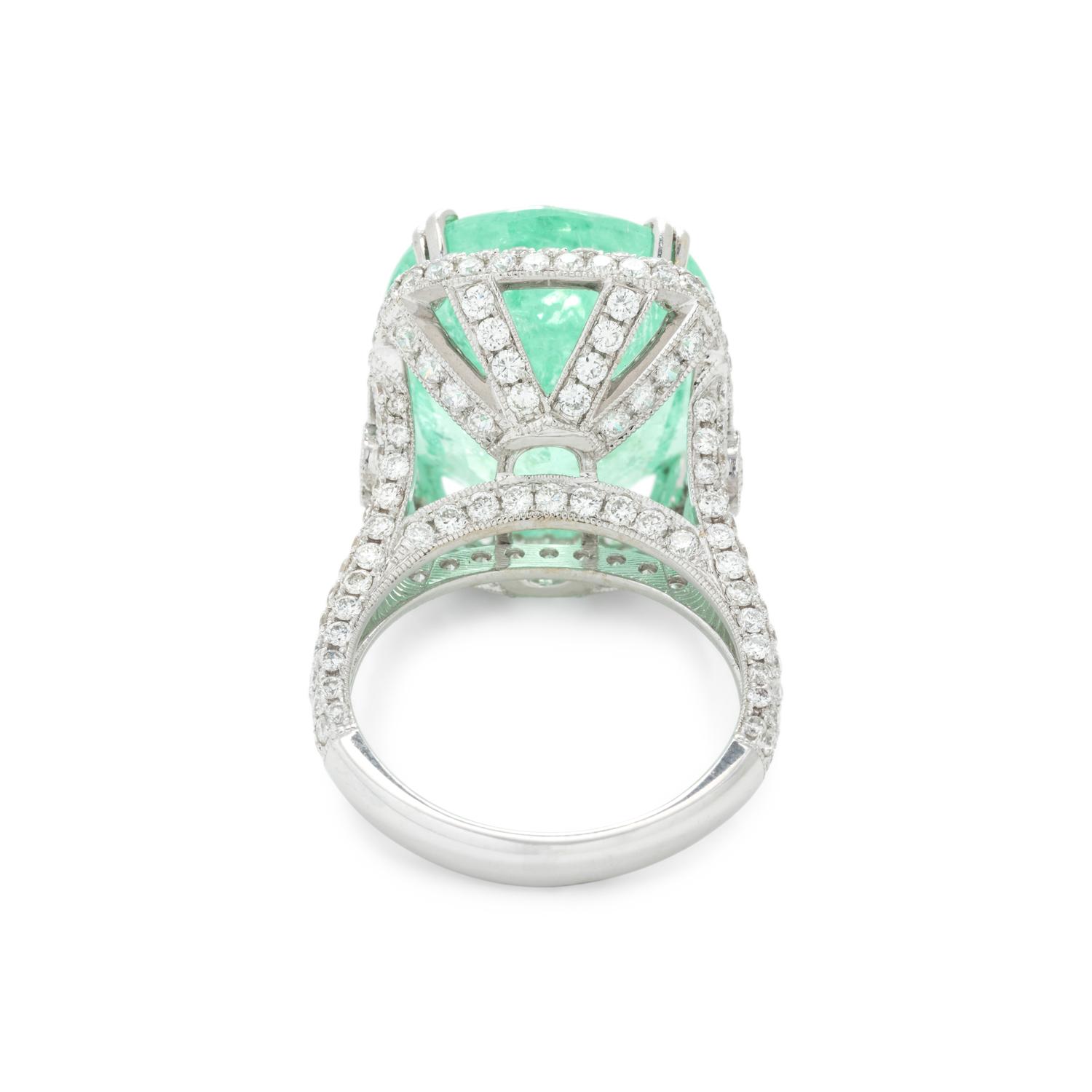 PARAIBA-TYPE TOURMALINE AND DIAMOND RING