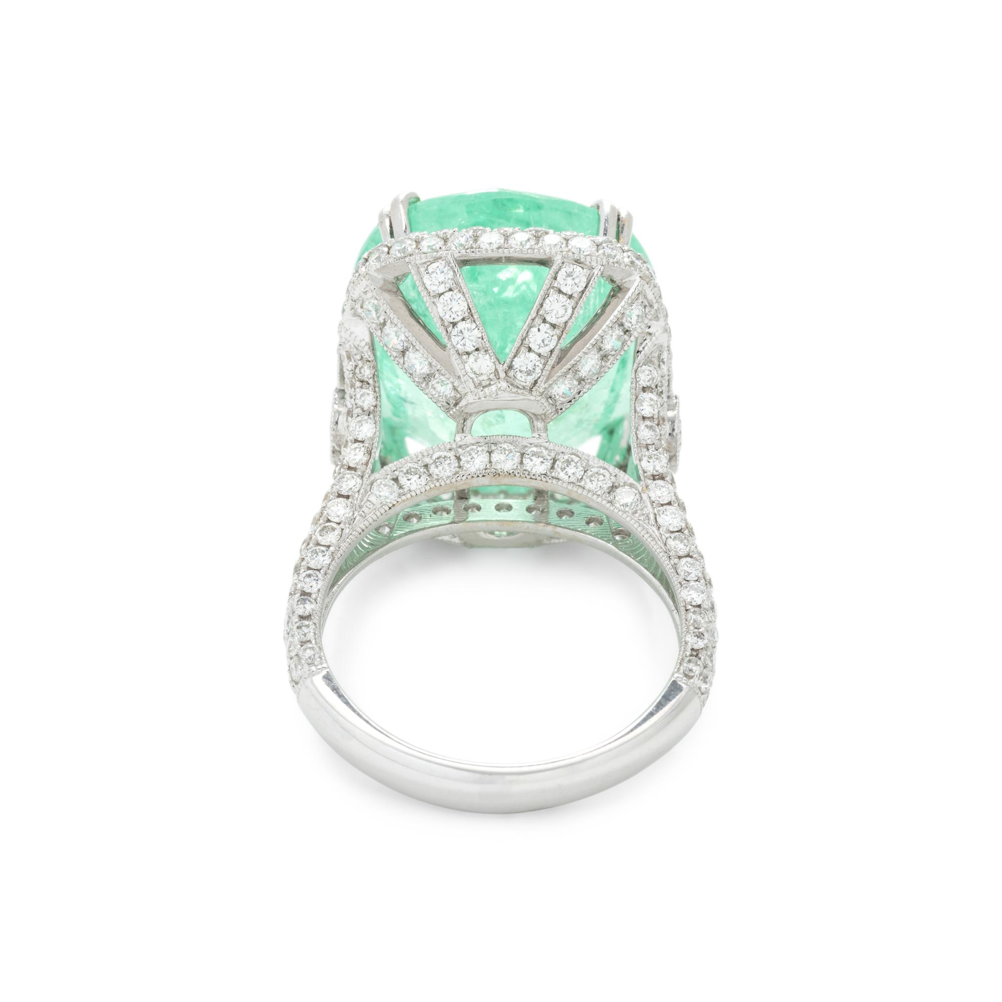 PARAIBA-TYPE TOURMALINE AND DIAMOND RING