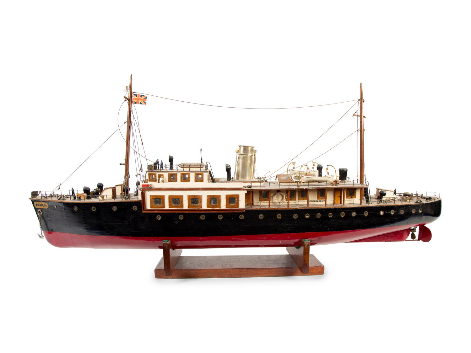 A Painted Wood Model of the Steam Boat Aquila