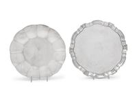 comprising a salver and a cake dish with a lobed border.