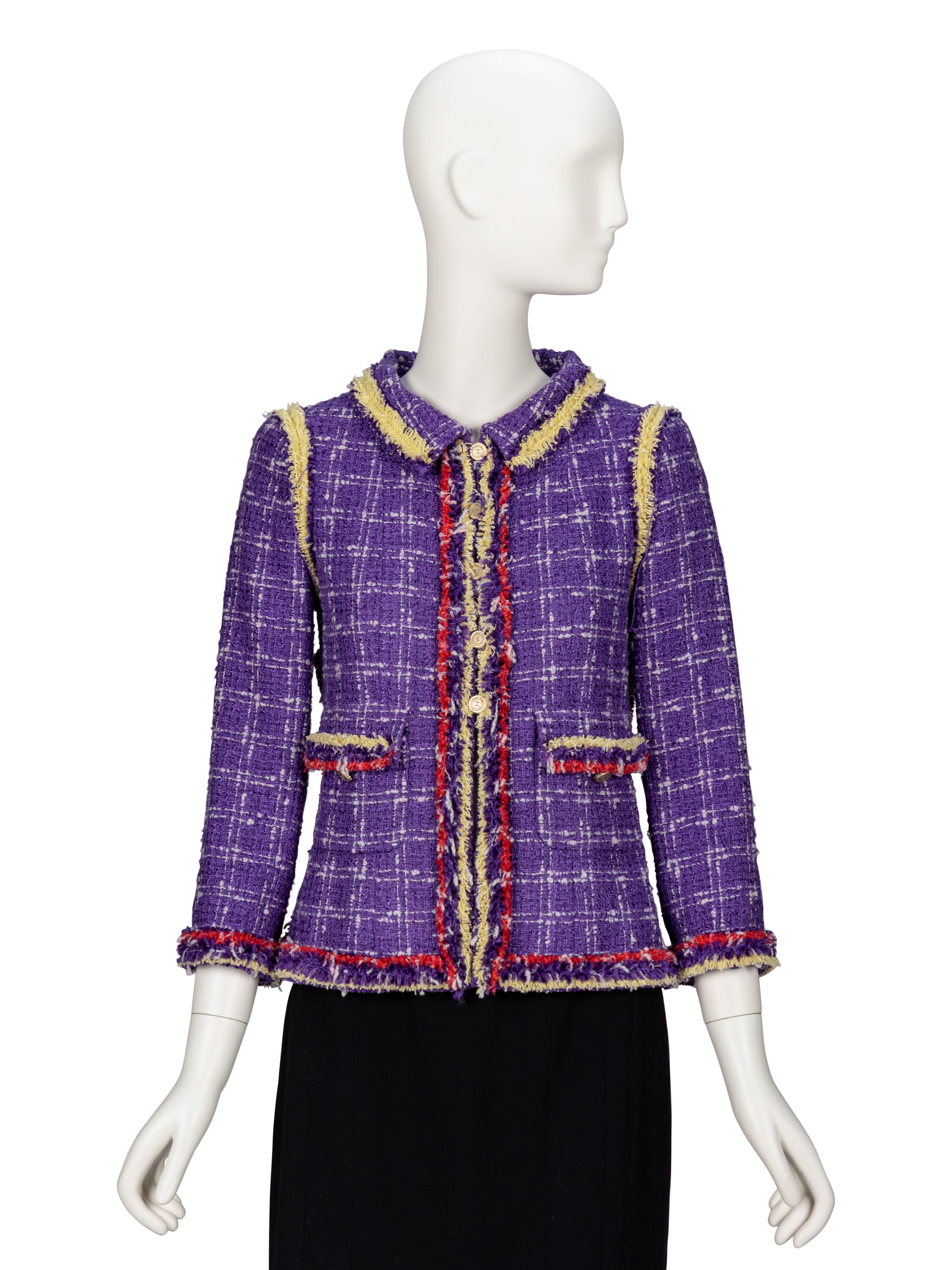 Chanel, Purple Plaid Tweed Jacket