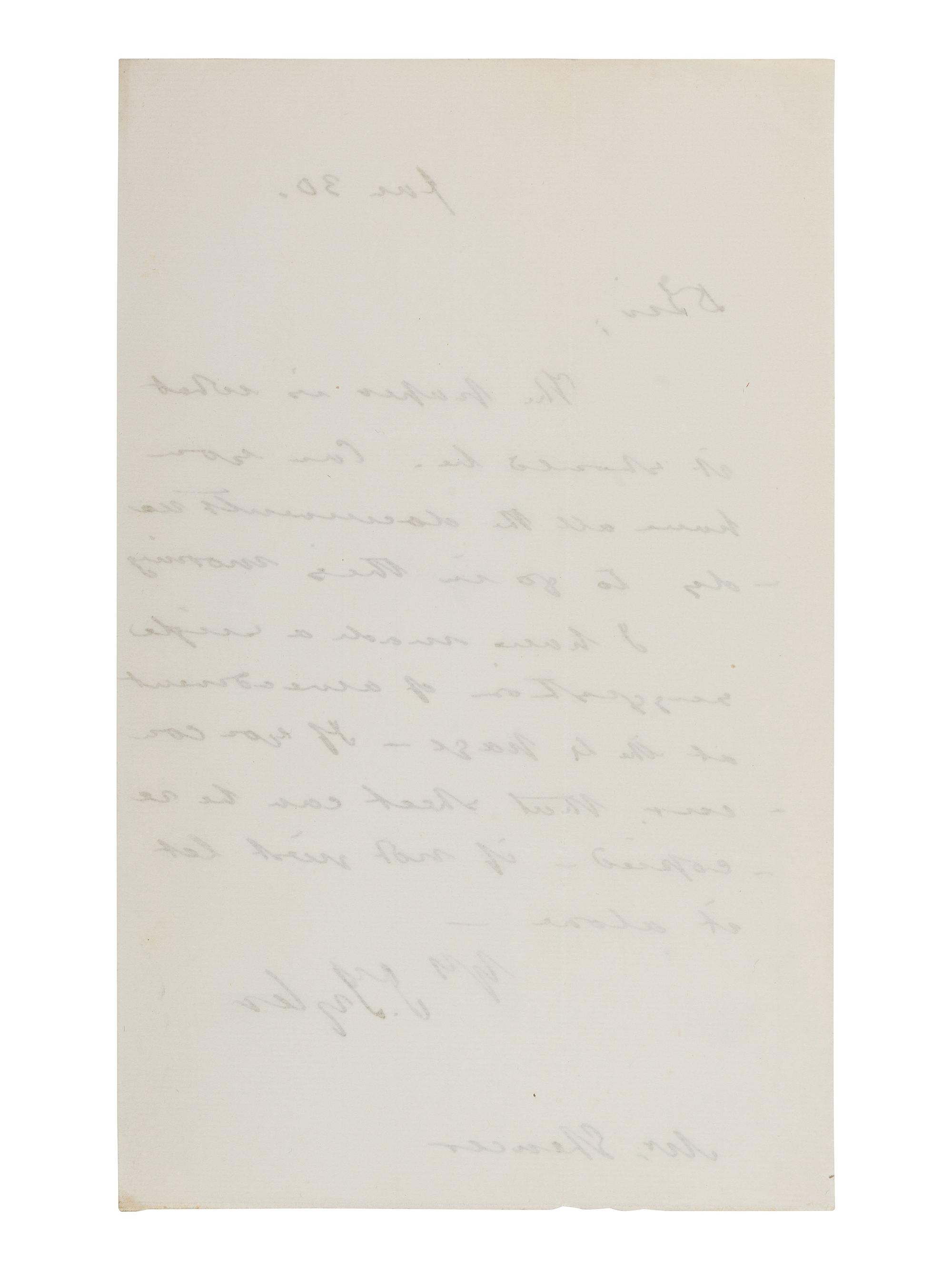 TYLER, John (1790-1862). Autograph letter signed ("J. Tyler"), to John C. Spencer. N.p., ca 1841-1843.