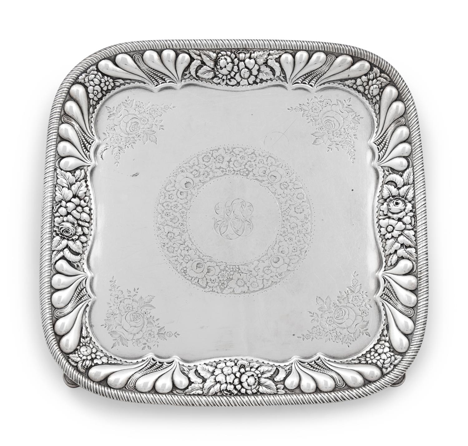 A Tiffany & Co. Silver Footed Square Tray