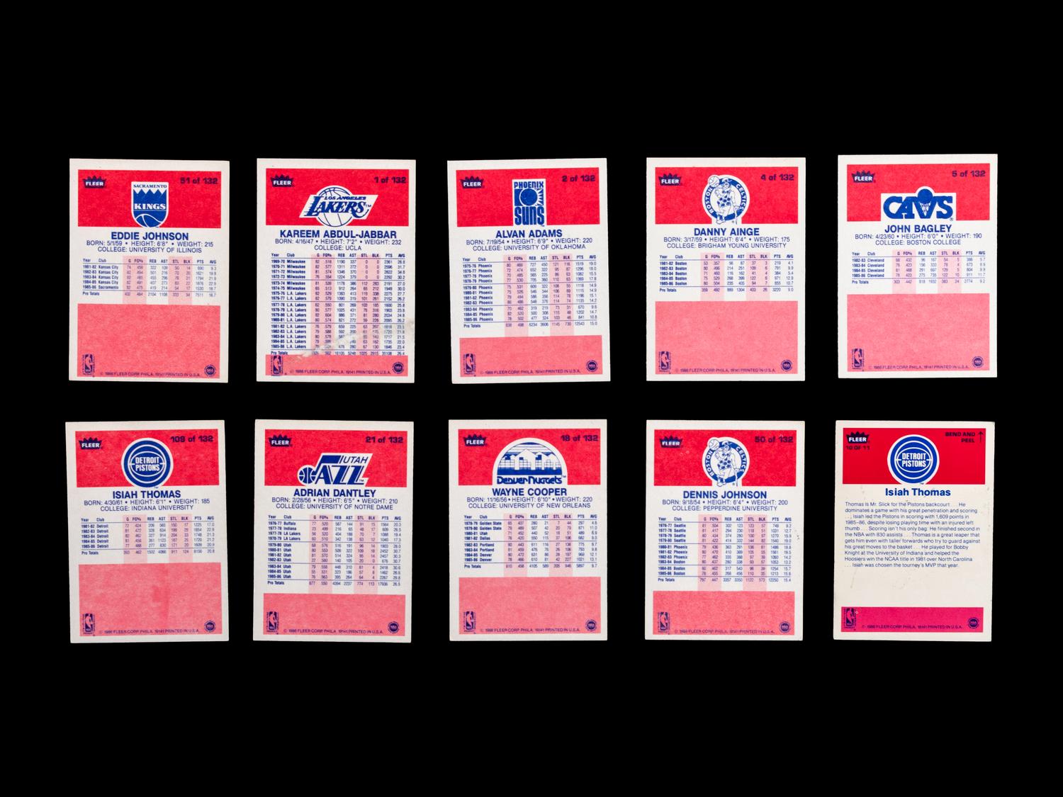 A Group of 49 1986 Fleer Basketball Cards, Including Multiple Rookies, Hall of Famers and Stars,
