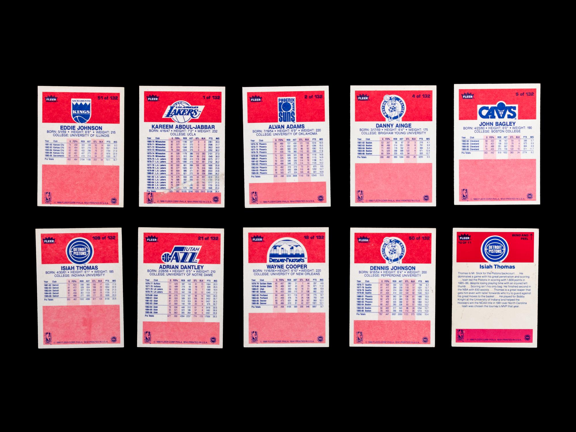 A Group of 49 1986 Fleer Basketball Cards, Including Multiple Rookies, Hall of Famers and Stars,