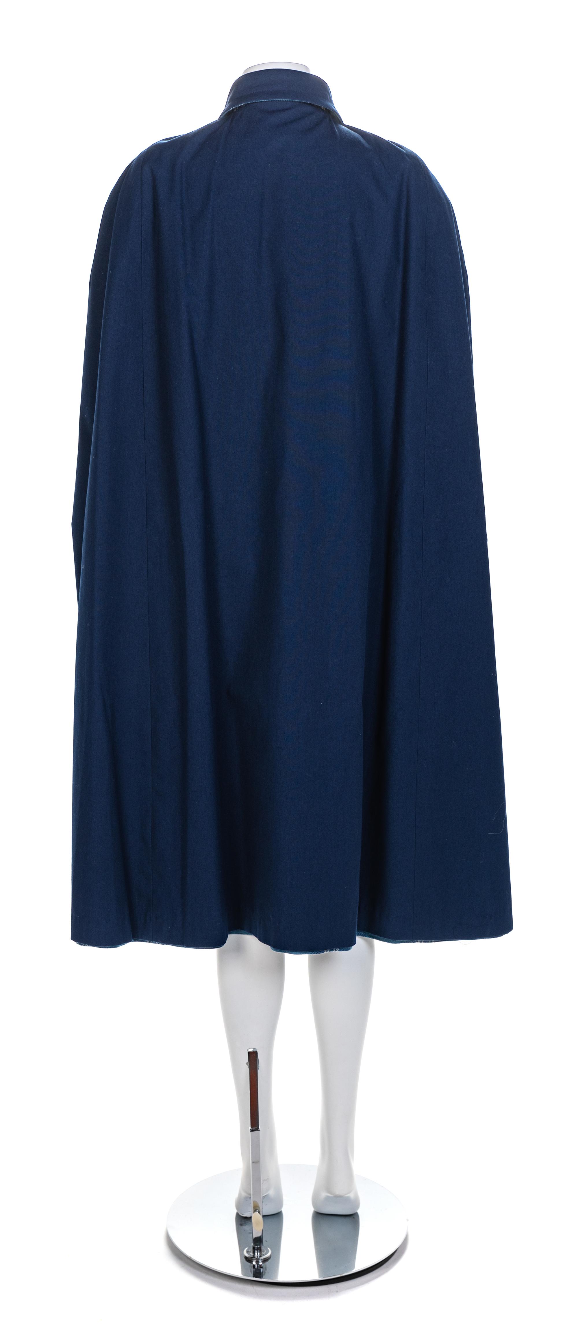 Reversible Blue and Window Pane Check Cape, 1950-60s