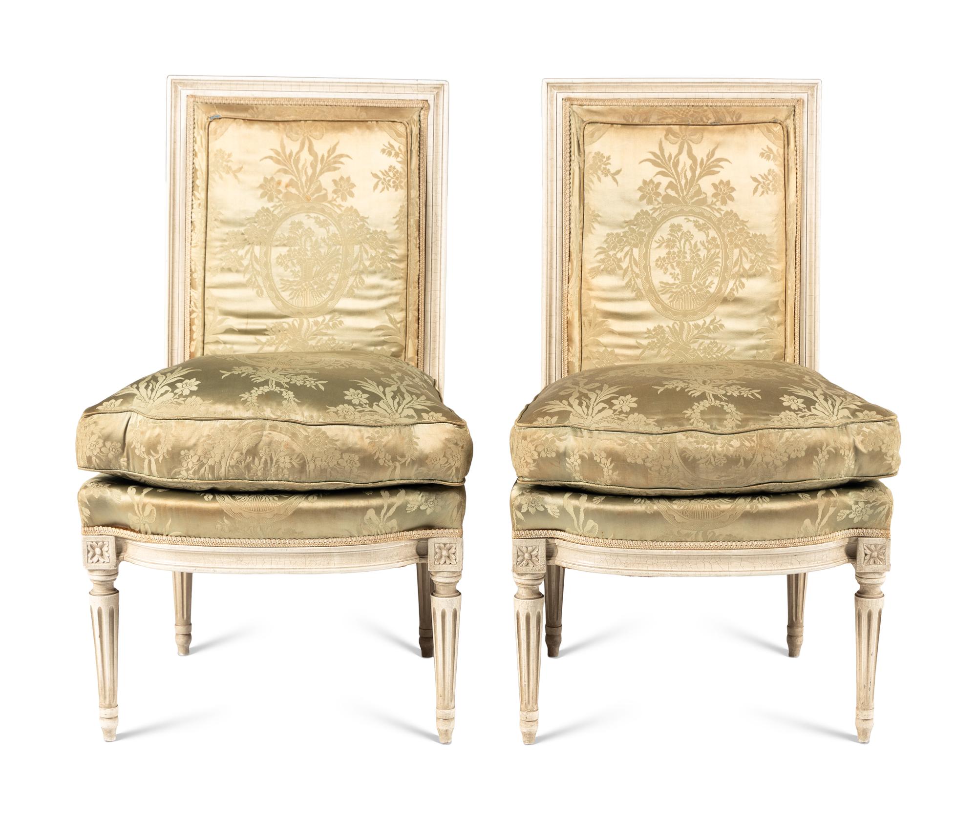 A Pair of Louis XVI Style Painted Side Chairs