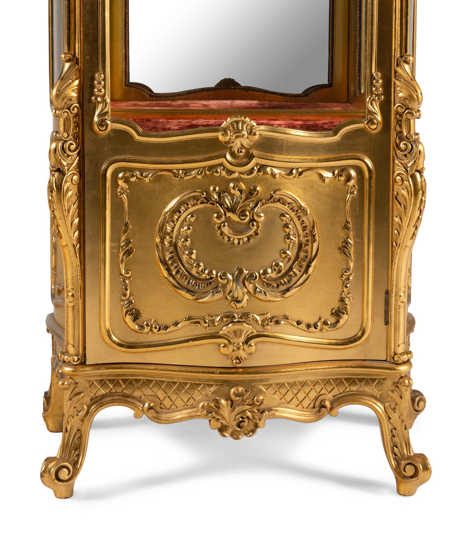 A Louis XV Style Giltwood Vitrine Cabinet