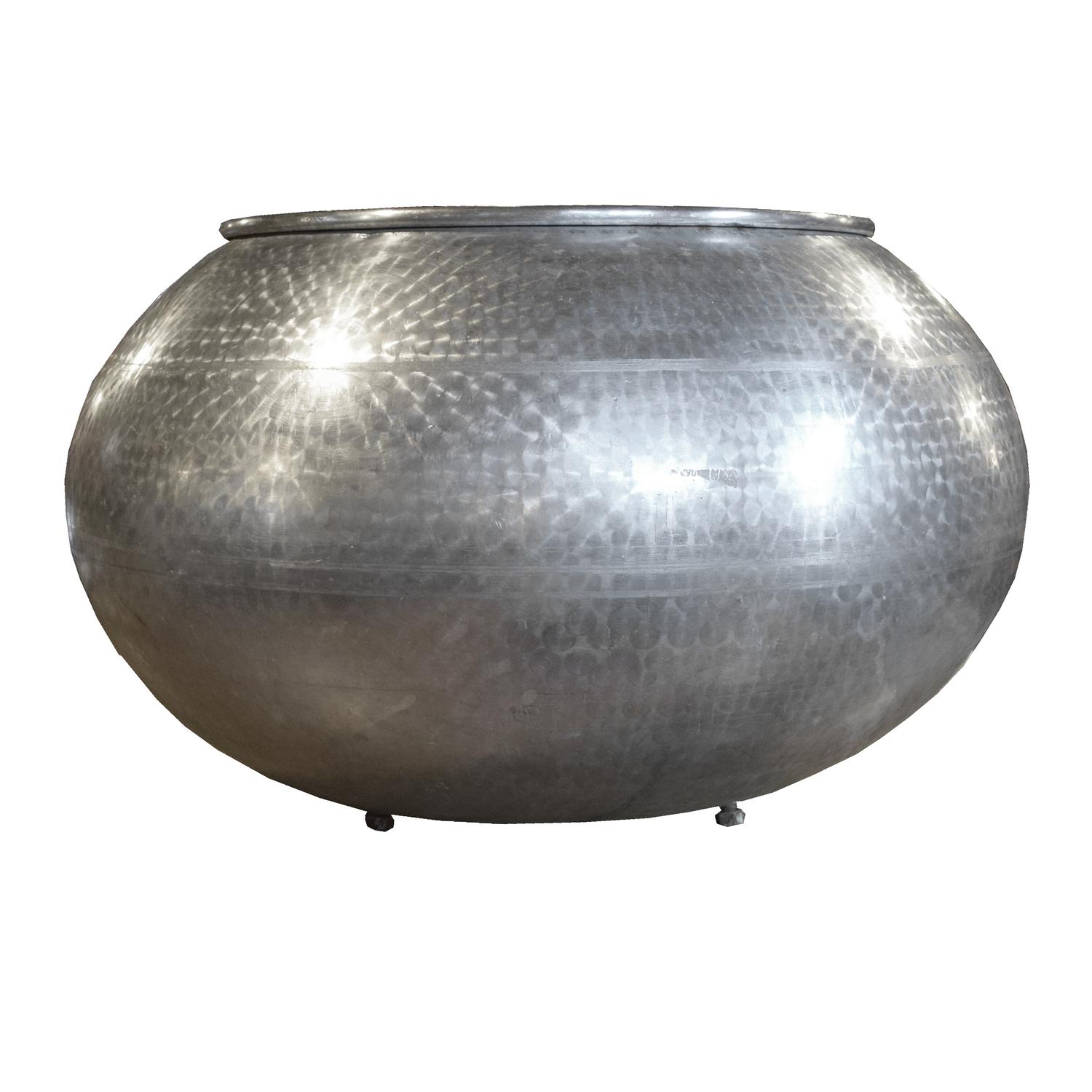 An Etched Stainless Steel Vessel 29" W x 29" D x 20" H — Italy