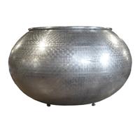 An Etched Stainless Steel Vessel 29" W x 29" D x 20" H — Italy