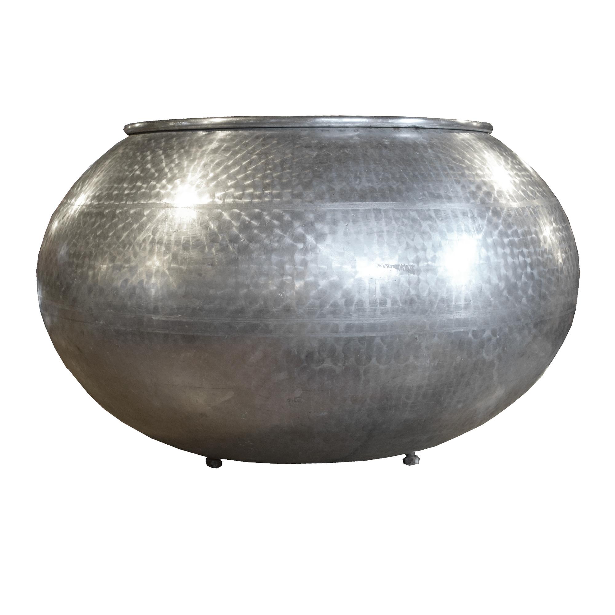 An Etched Stainless Steel Vessel 29" W x 29" D x 20" H — Italy
