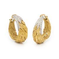 YELLOW GOLD AND DIAMOND HOOP EARRINGS