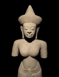A Khmer Sandstone Figure of a Deity