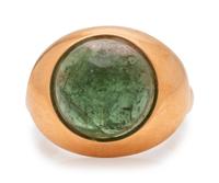 A Yellow Gold and Green Tourmaline Ring, Zoccai,