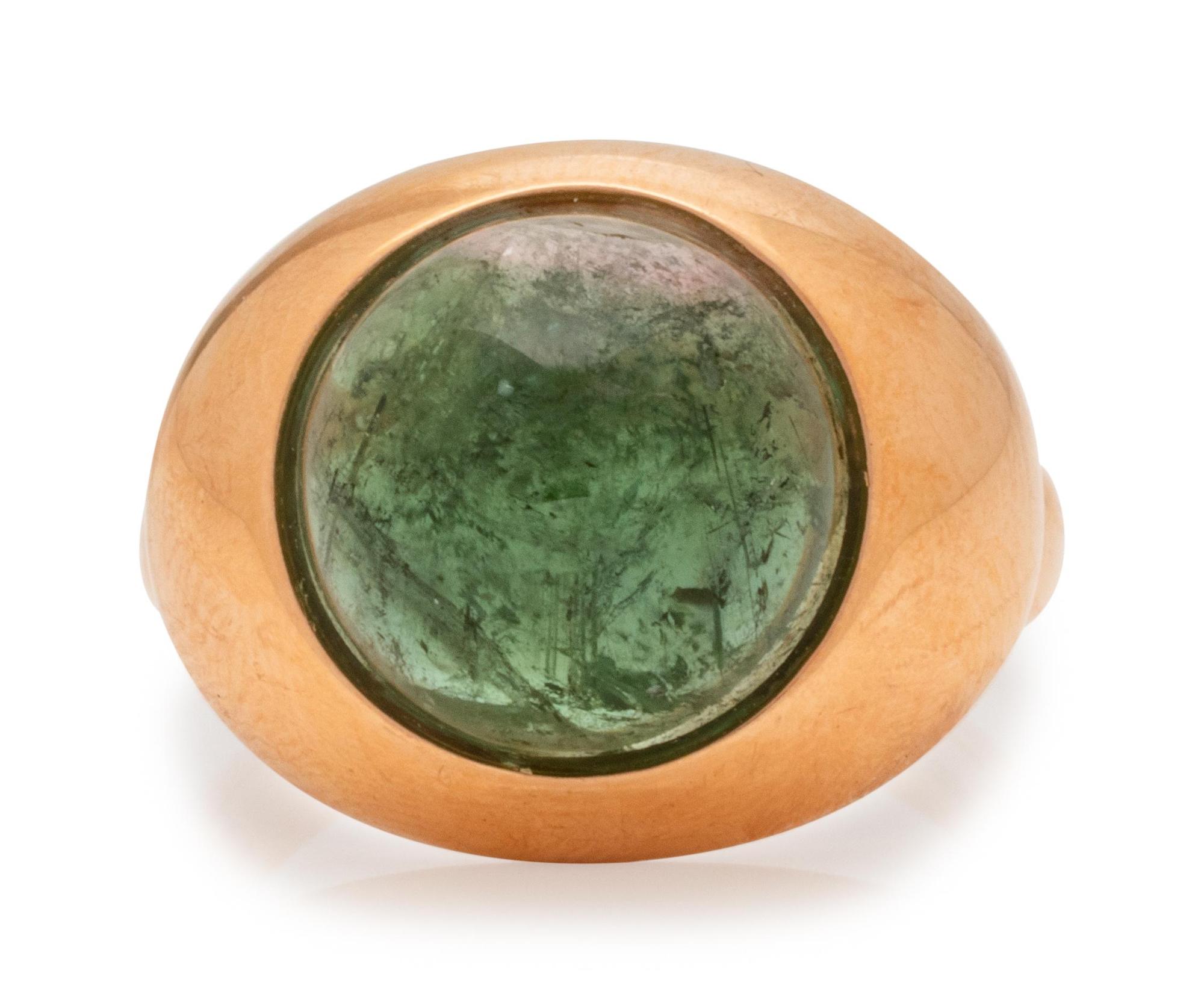 A Yellow Gold and Green Tourmaline Ring, Zoccai,