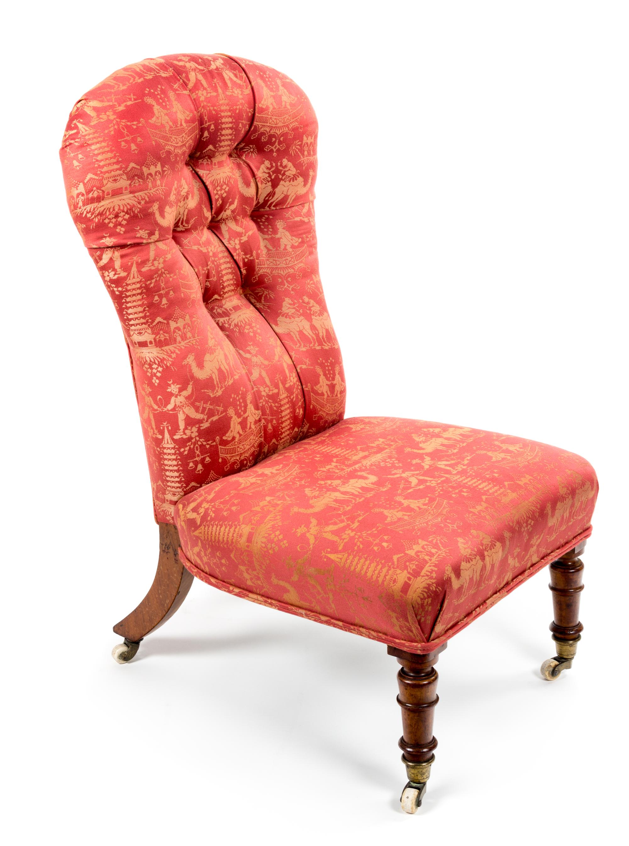 A Victorian Walnut Slipper Chair Height 39 inches. — LATE 19TH CENTURY