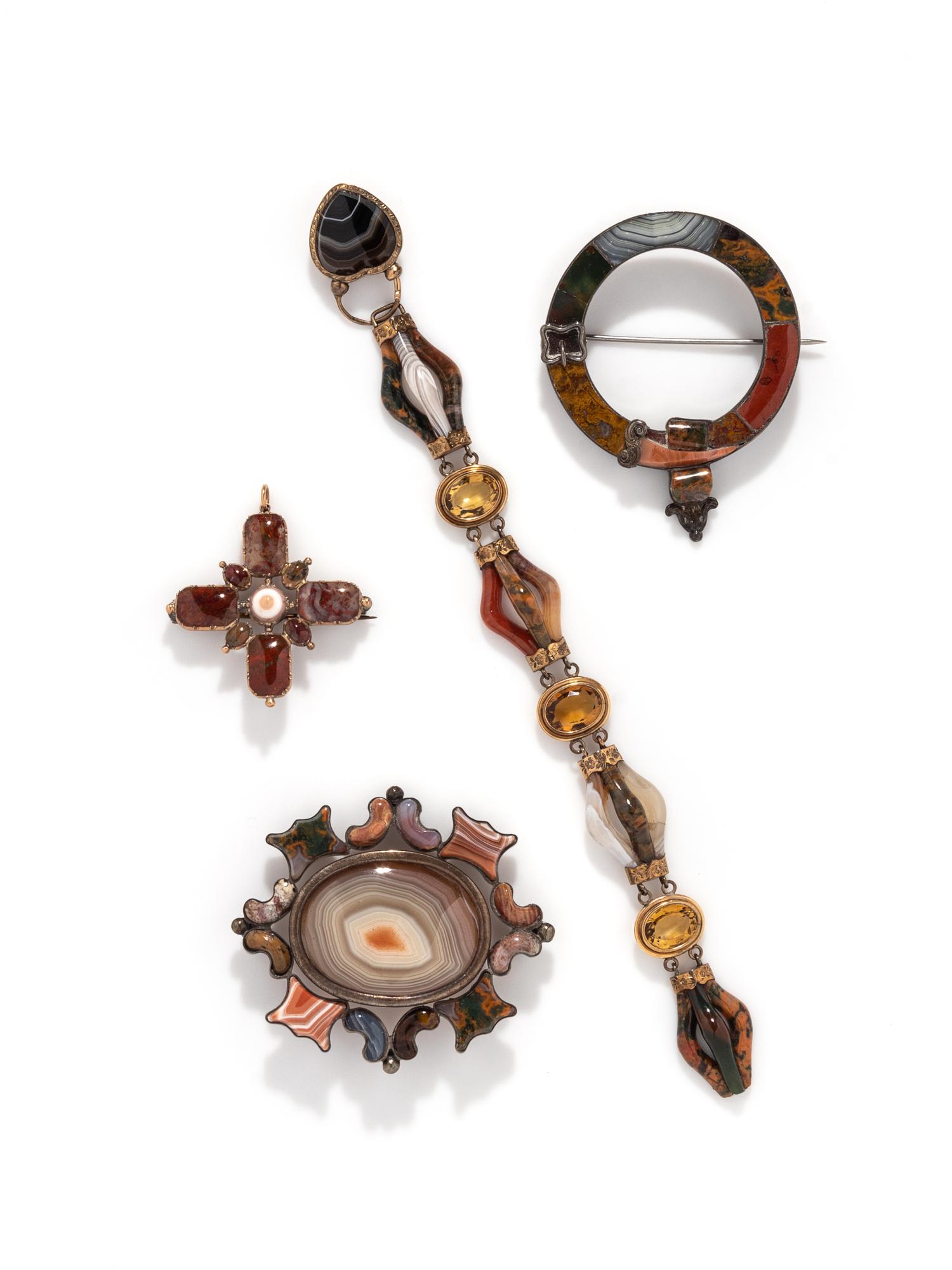 COLLECTION OF SCOTTISH HARDSTONE JEWELRY