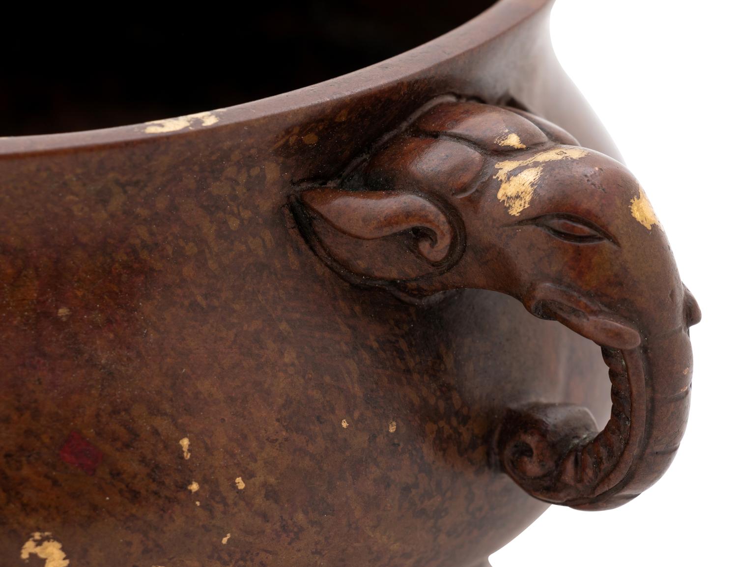 A Chinese Gold Splashed Bronze Incense Burner