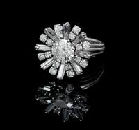 A Platinum, White Gold and Diamond Ring, French, 7.80 dwts.