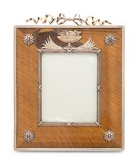 A Russian Silver-Gilt and Tiger-Eye Mounted Picture Frame