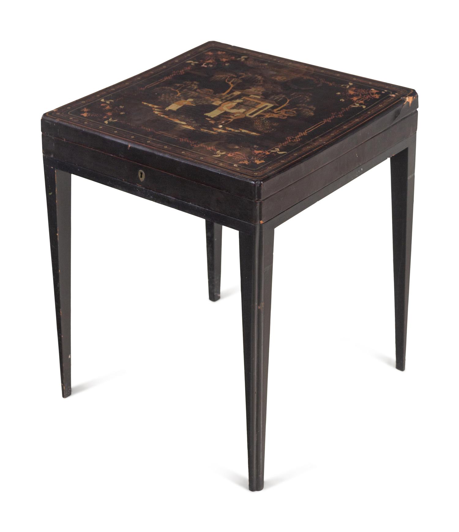A Chinese Export Lacquered Box on a Later Stand