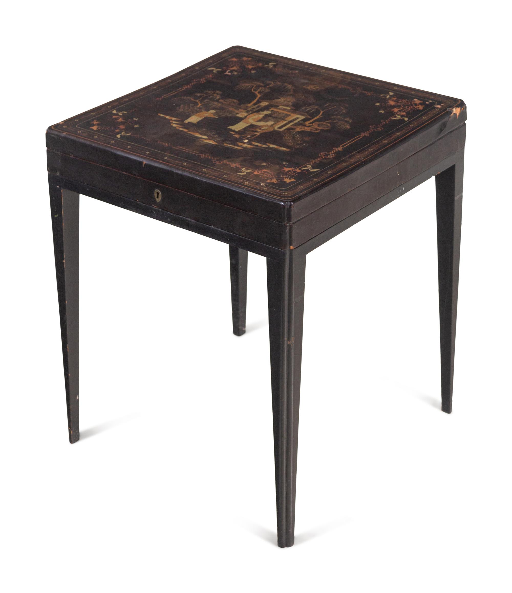 A Chinese Export Lacquered Box on a Later Stand