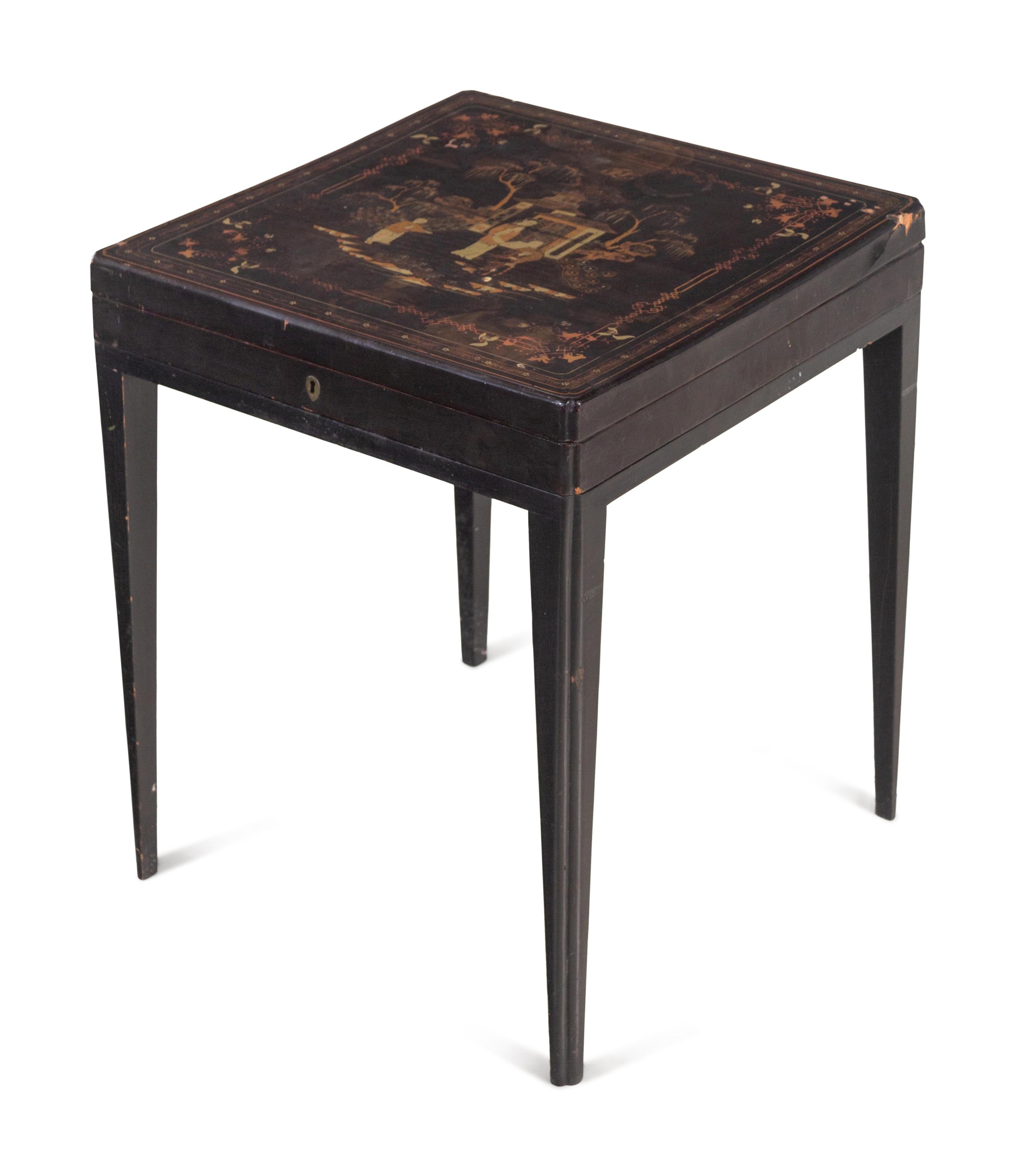 A Chinese Export Lacquered Box on a Later Stand