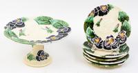 A Majolica Partial Dessert Service Height of serving dish 5 1/2 inches.