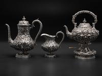 An American Repousse Silver Six-Piece Tea and Coffee Service