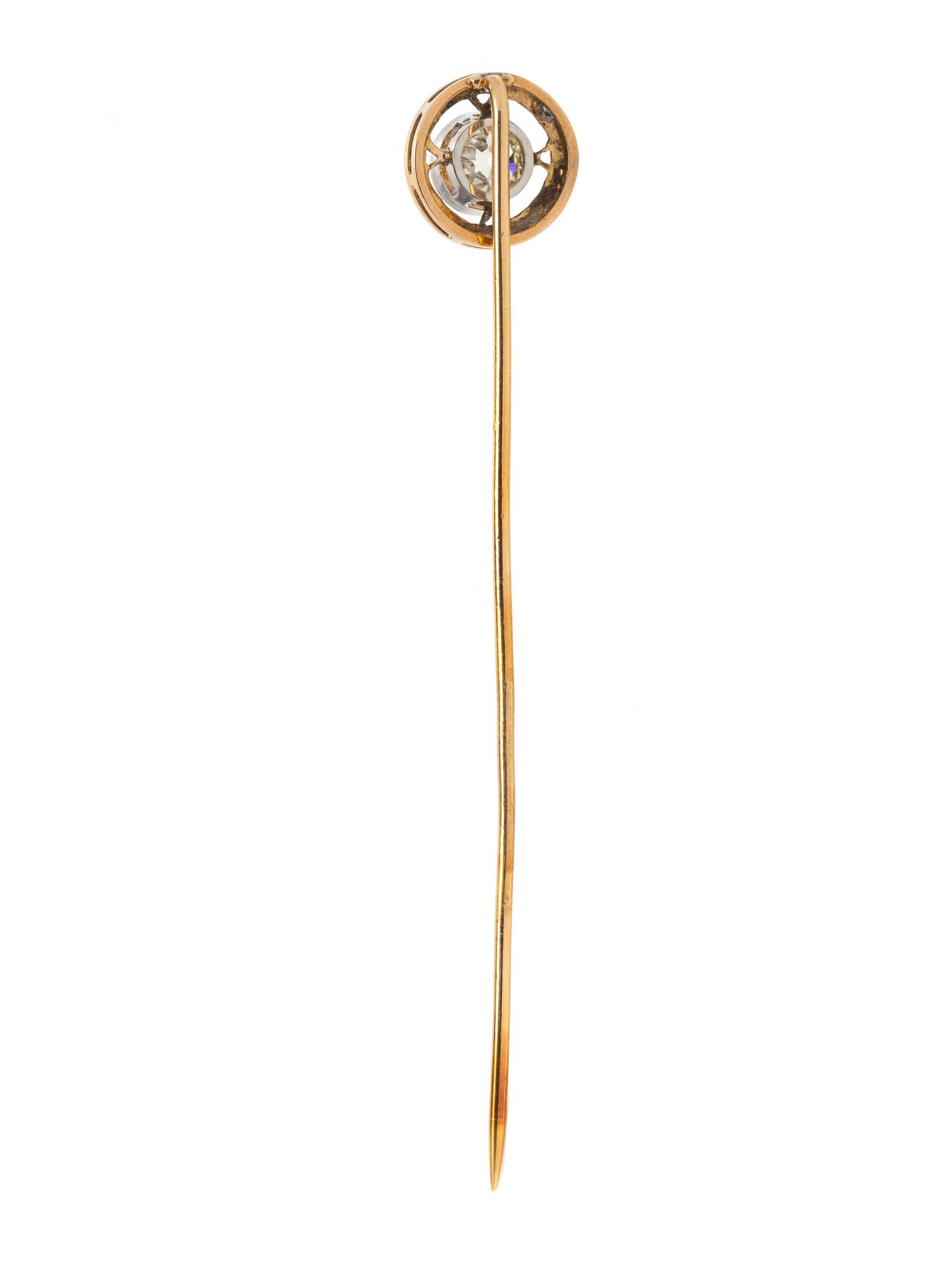 ANTIQUE, DIAMOND AND ENAMEL STICK PIN
