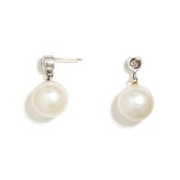 CULTURED SOUTH SEA PEARL AND DIAMOND EARRINGS