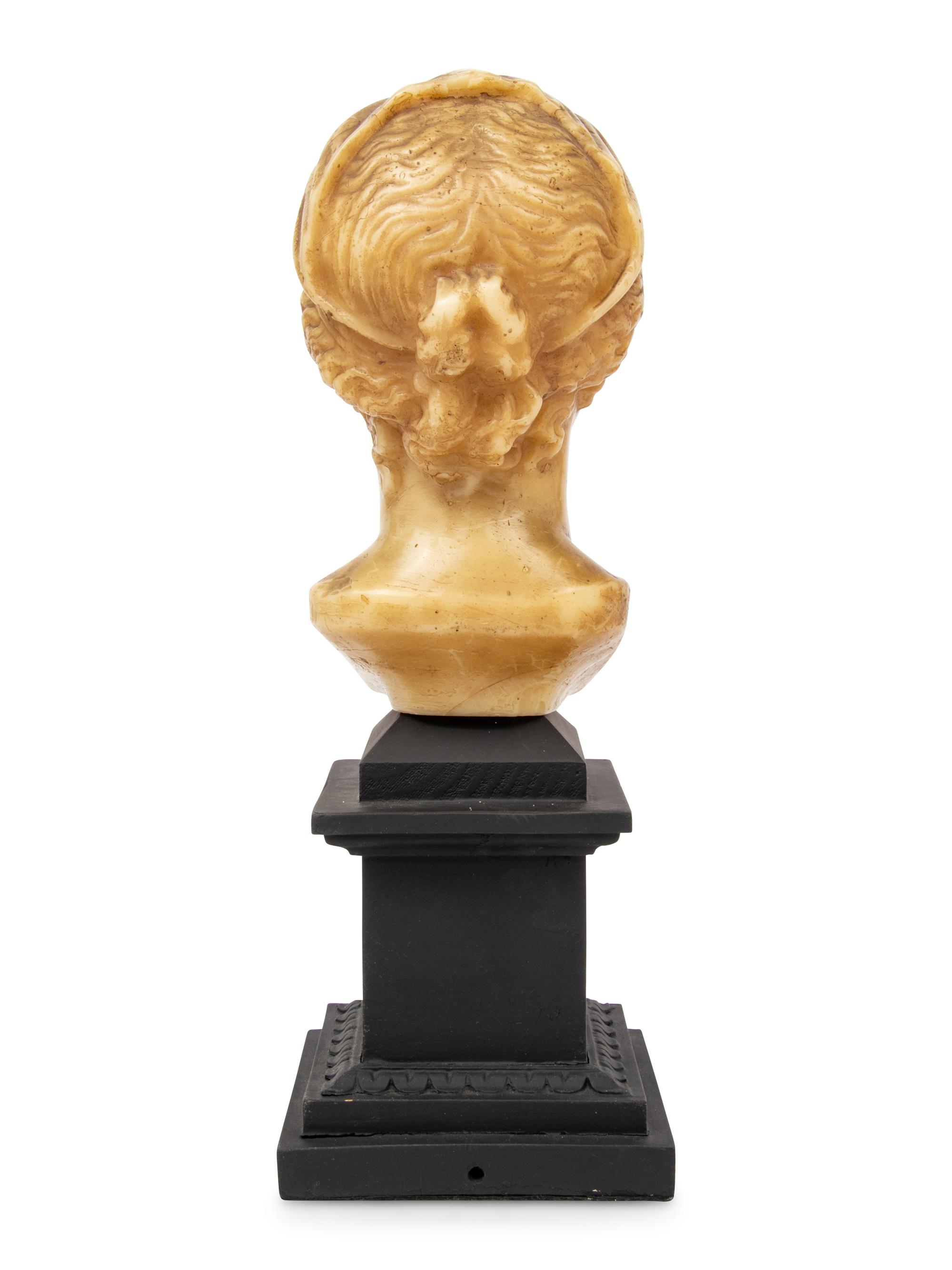 A Large Neoclassical Wax Bust of a Woman